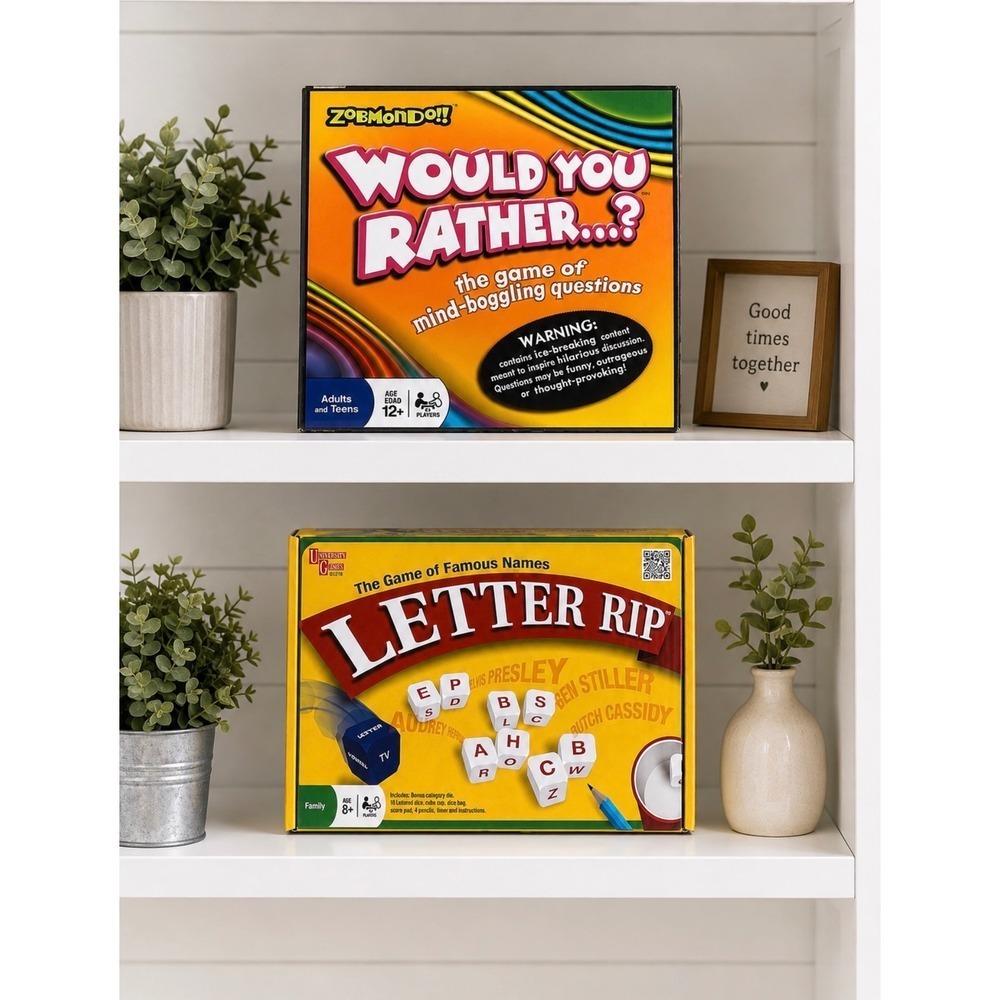 Lot of 2 Family Board Games Would You Rather & Letter Rip Complete EUC